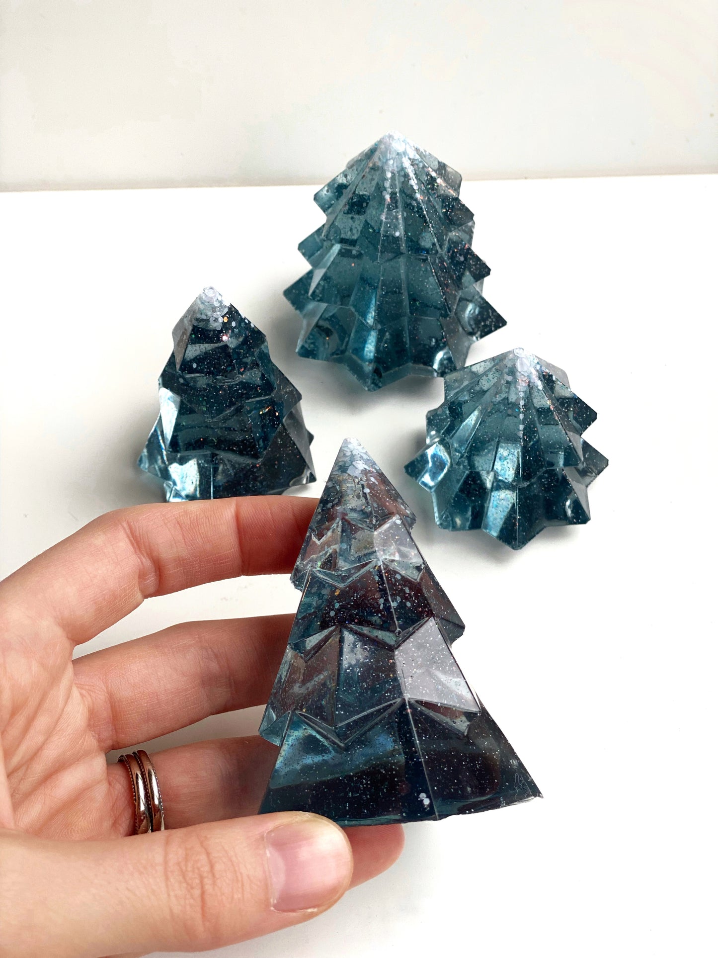 Resin Winter Trees Blue-Gray