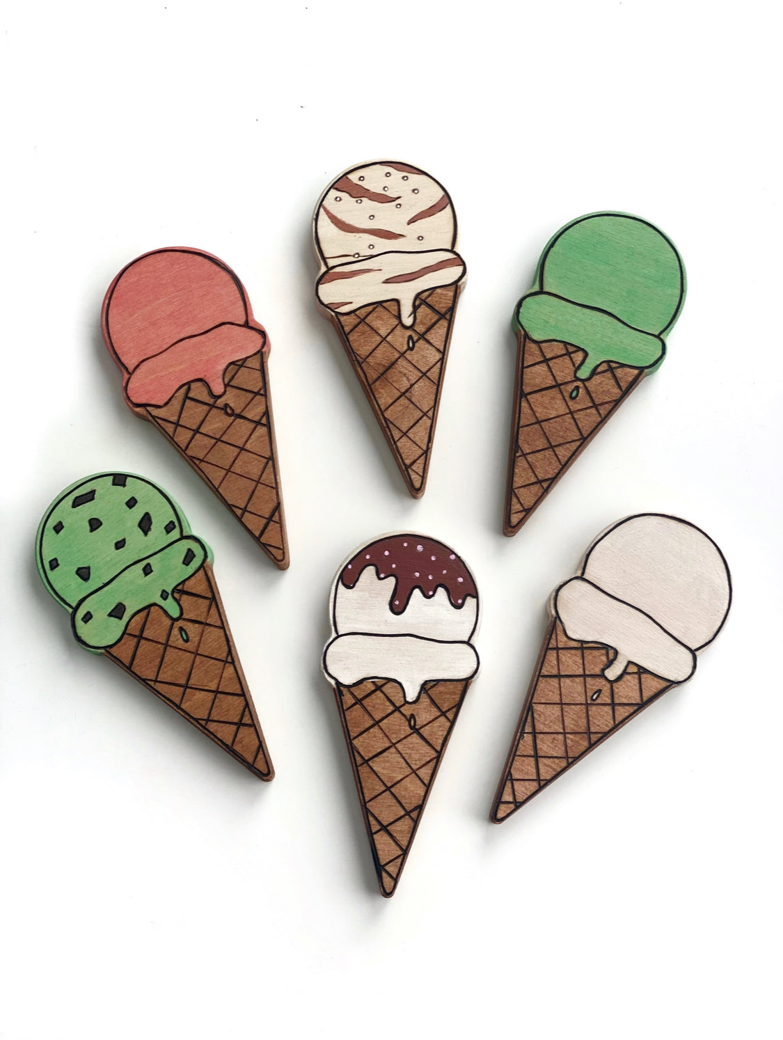 Ice Cream Cone Chunky Wood Cutout