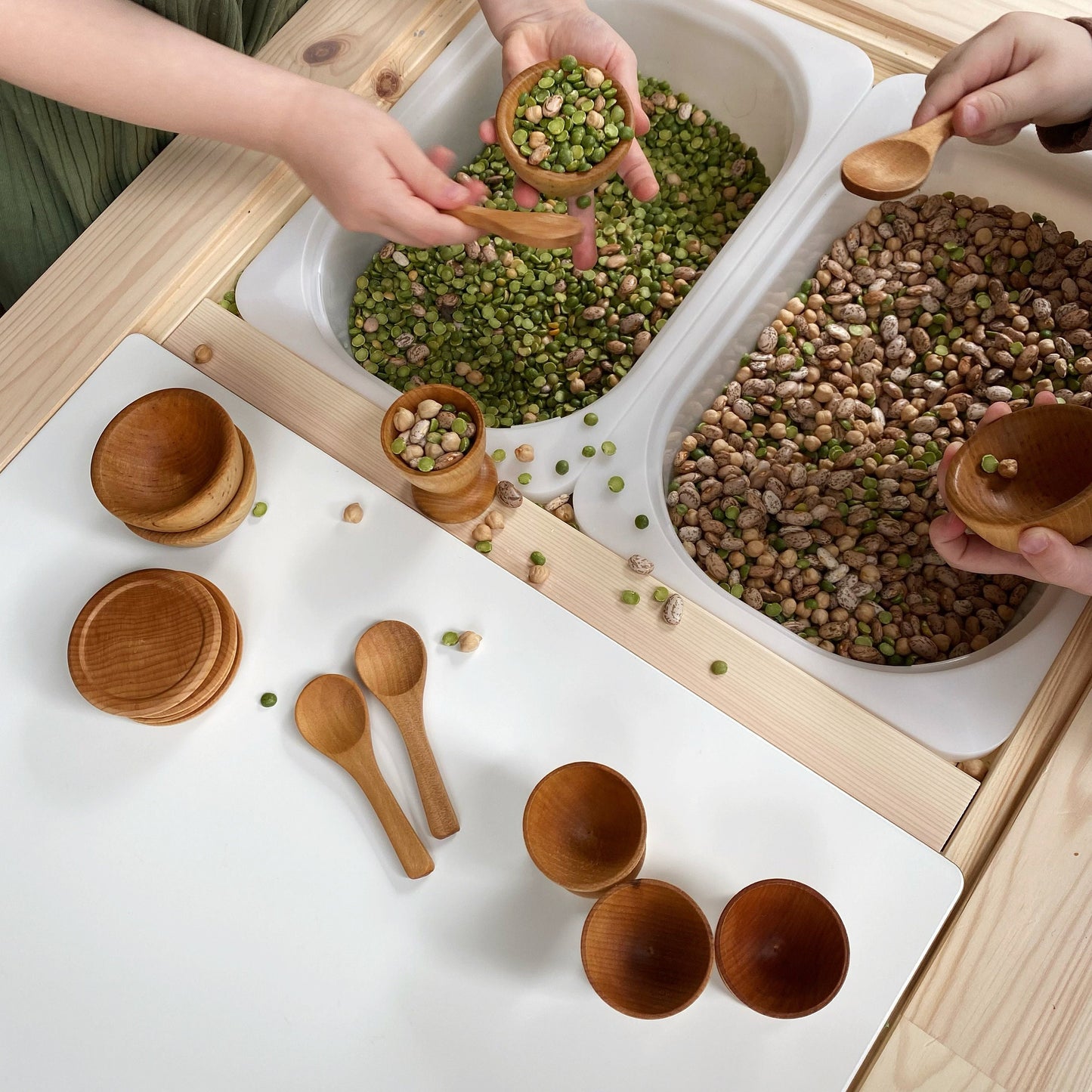 Montessori Waldorf Wooden Pretend Play Mini Dish Set