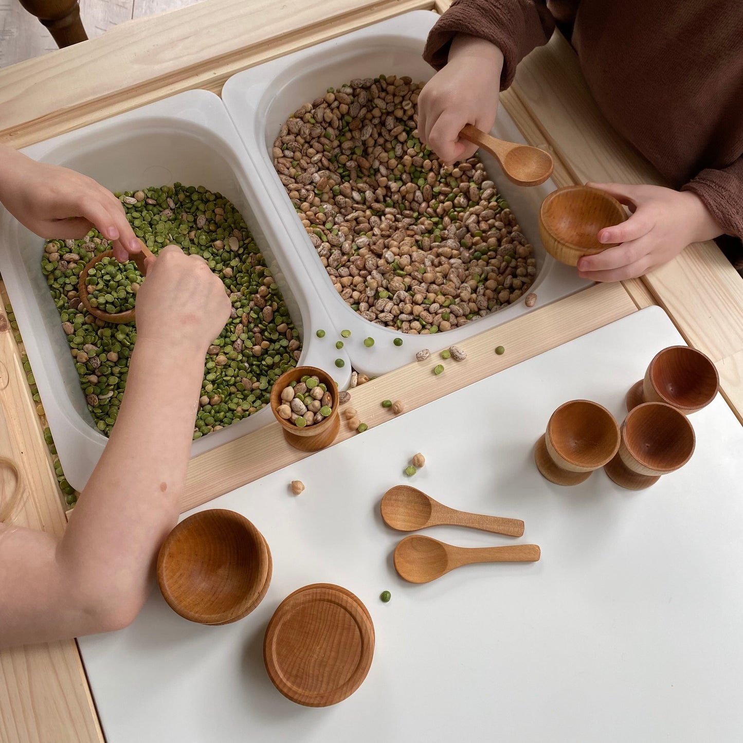 Montessori Waldorf Wooden Pretend Play Mini Dish Set