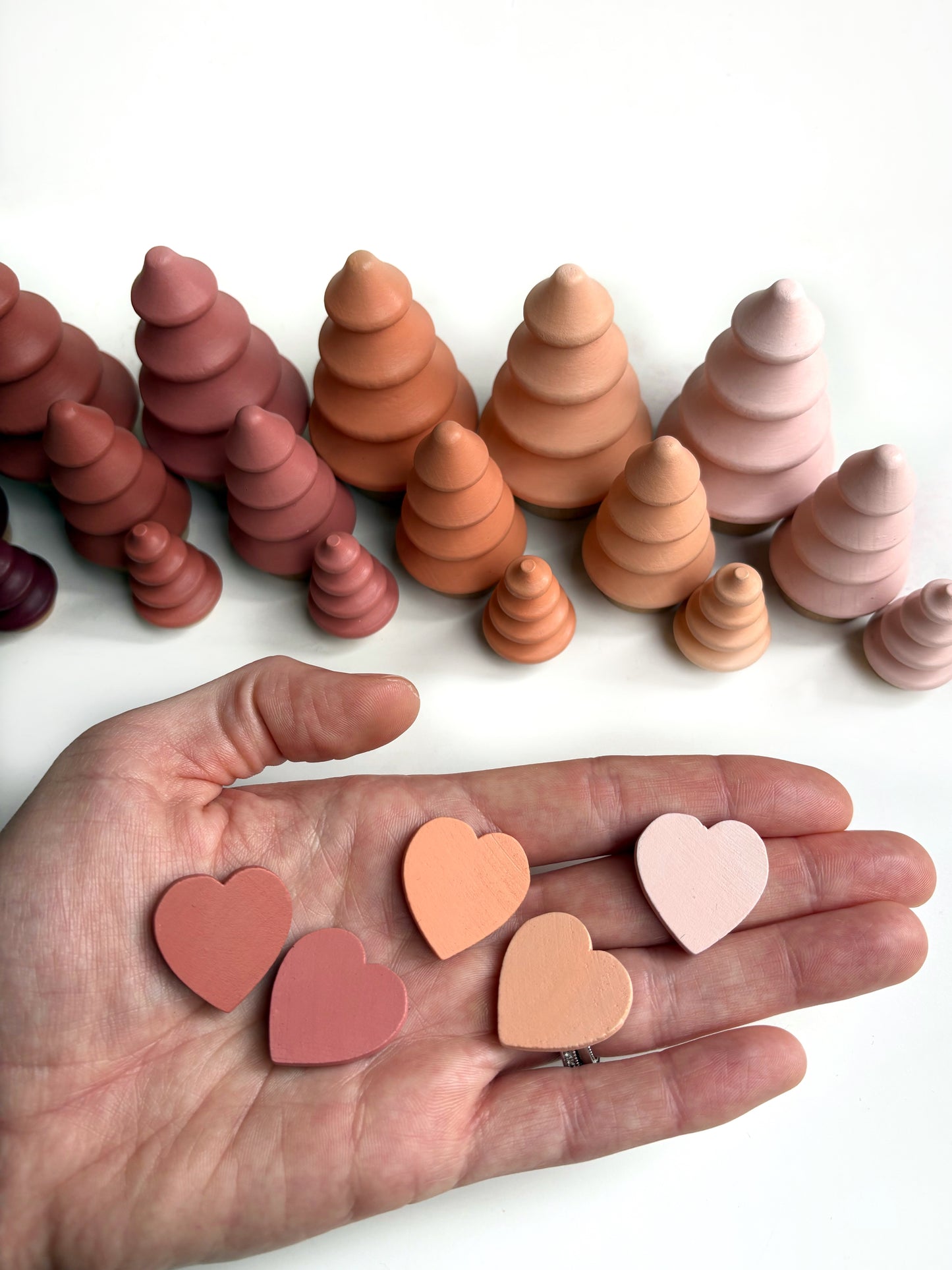 Valentine's Painted Wood Trees