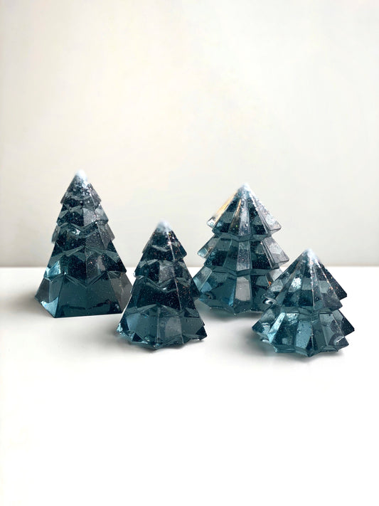 Resin Winter Trees Blue-Gray