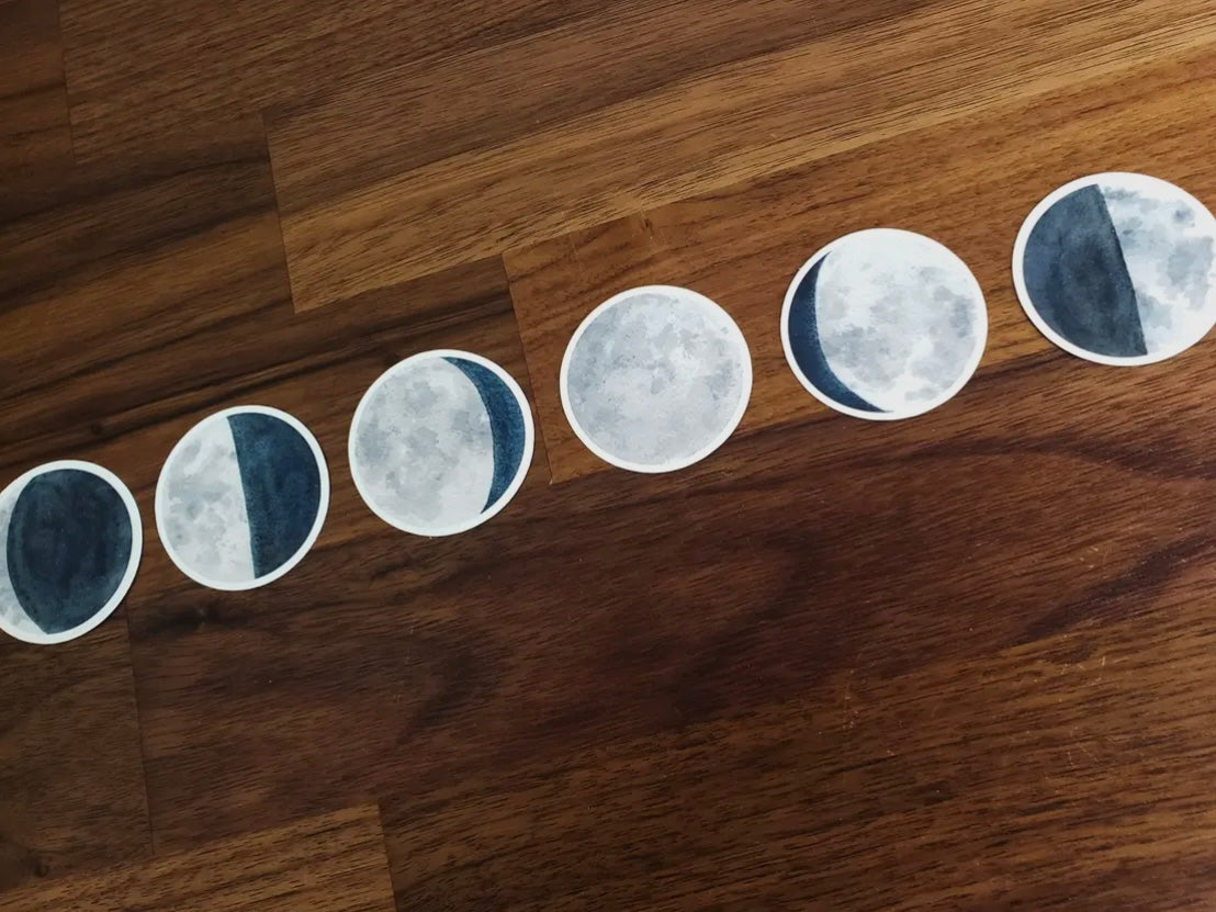 Moon Phases Sticker Pack, Set of 8