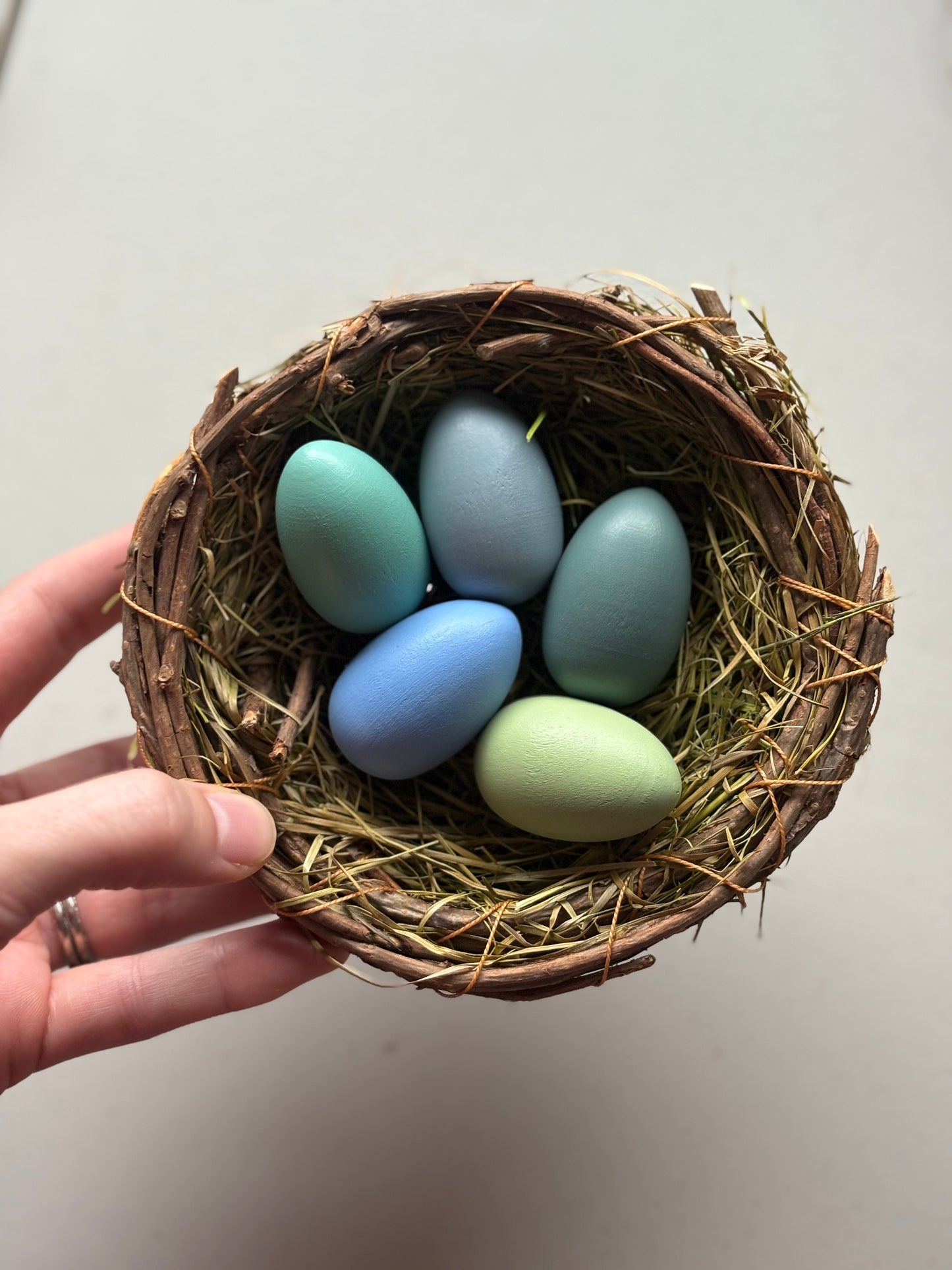 Painted Wooden Egg Counter Set