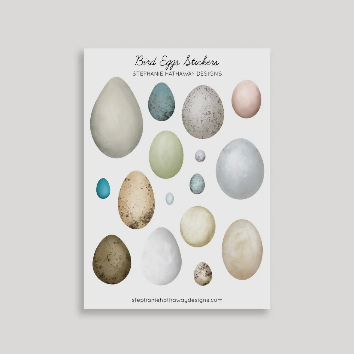 Bird Eggs Stickers Sticker Sheet by Stephanie Hathaway