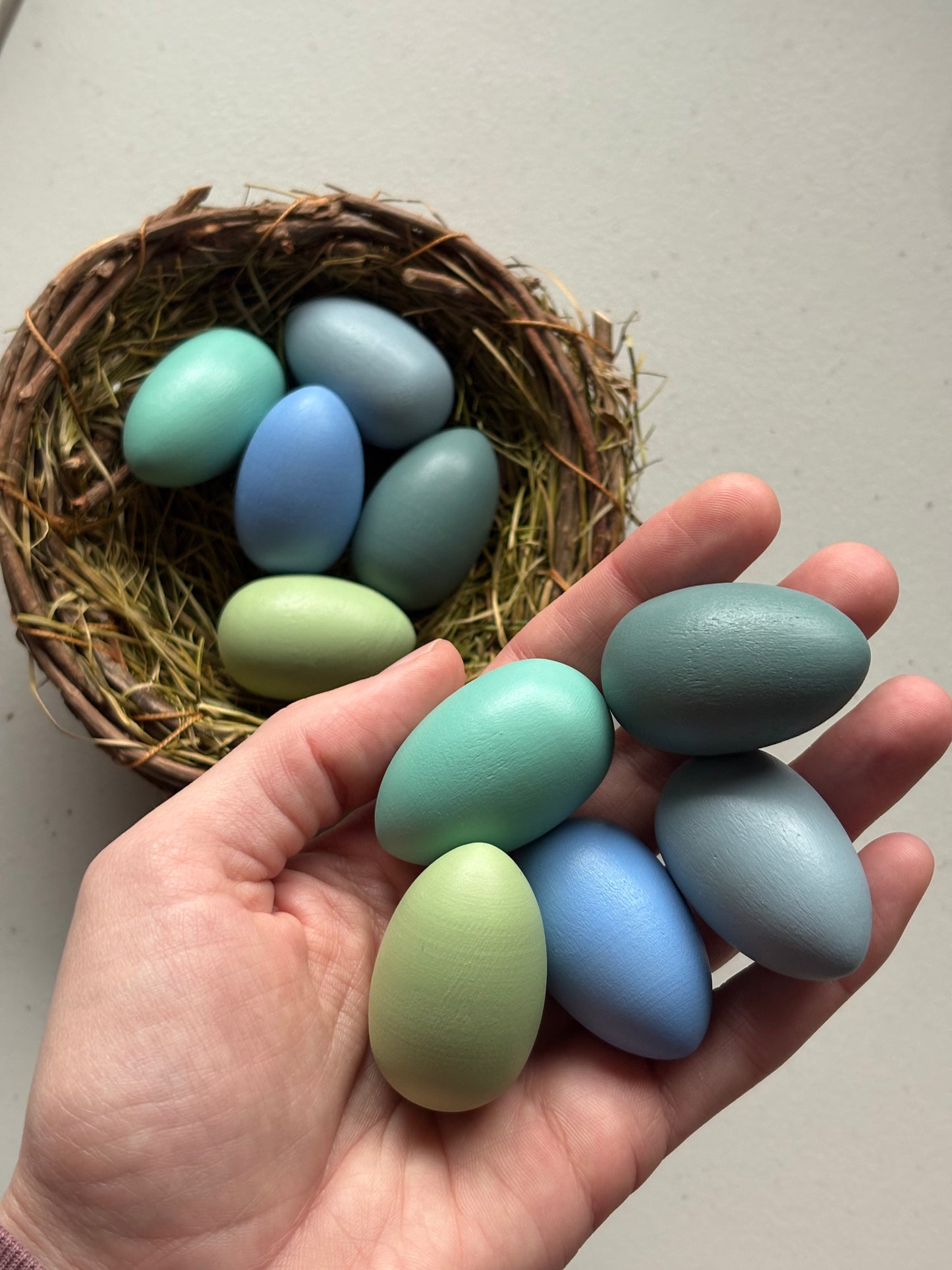 Painted Wooden Egg Counter Set