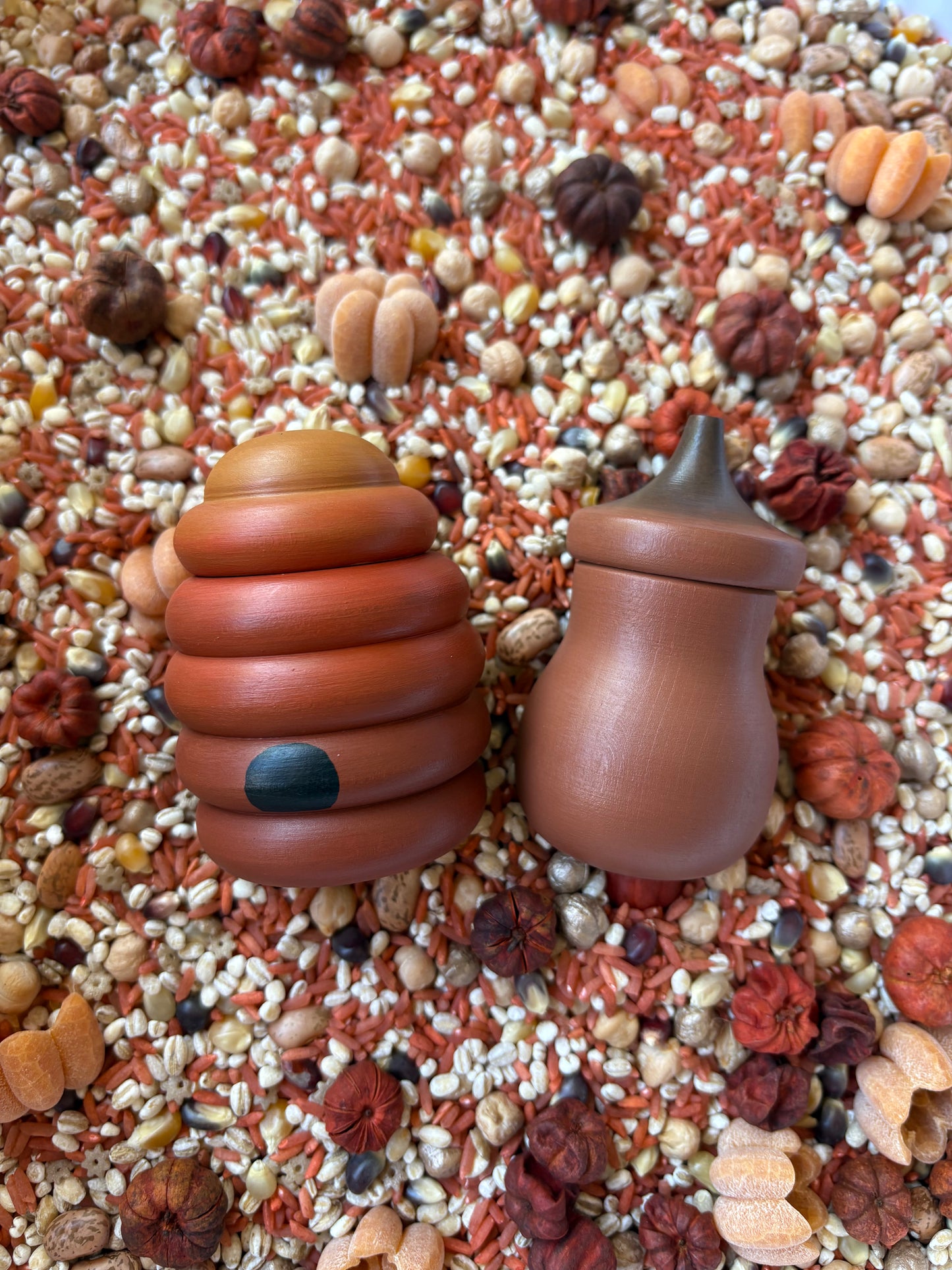 Autumn Hats Off Beehive Peg Doll in Cup