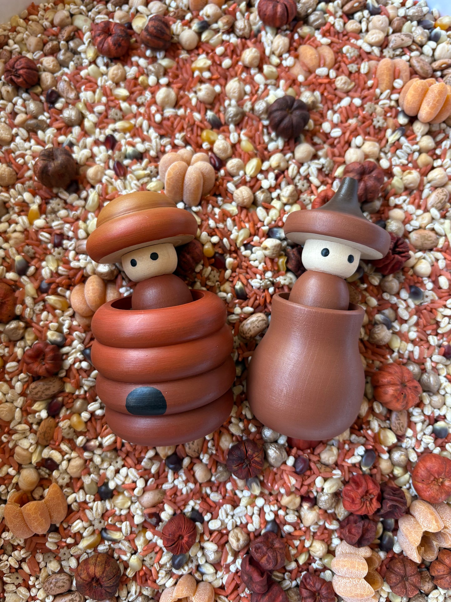 Autumn Hats Off Beehive Peg Doll in Cup