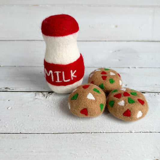 Felted Wool Milk Bottles and Cookies Set