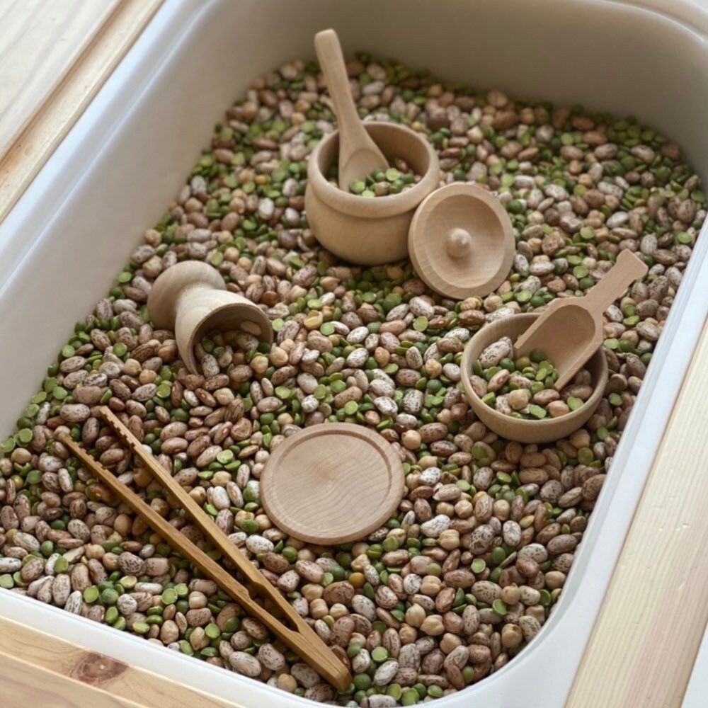 Montessori Waldorf Wooden Sensory Bin Tools