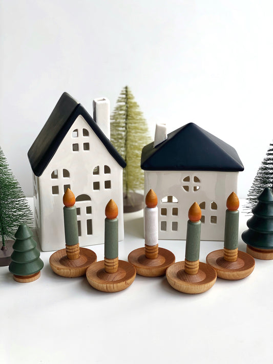 Wood Advent Candle Set